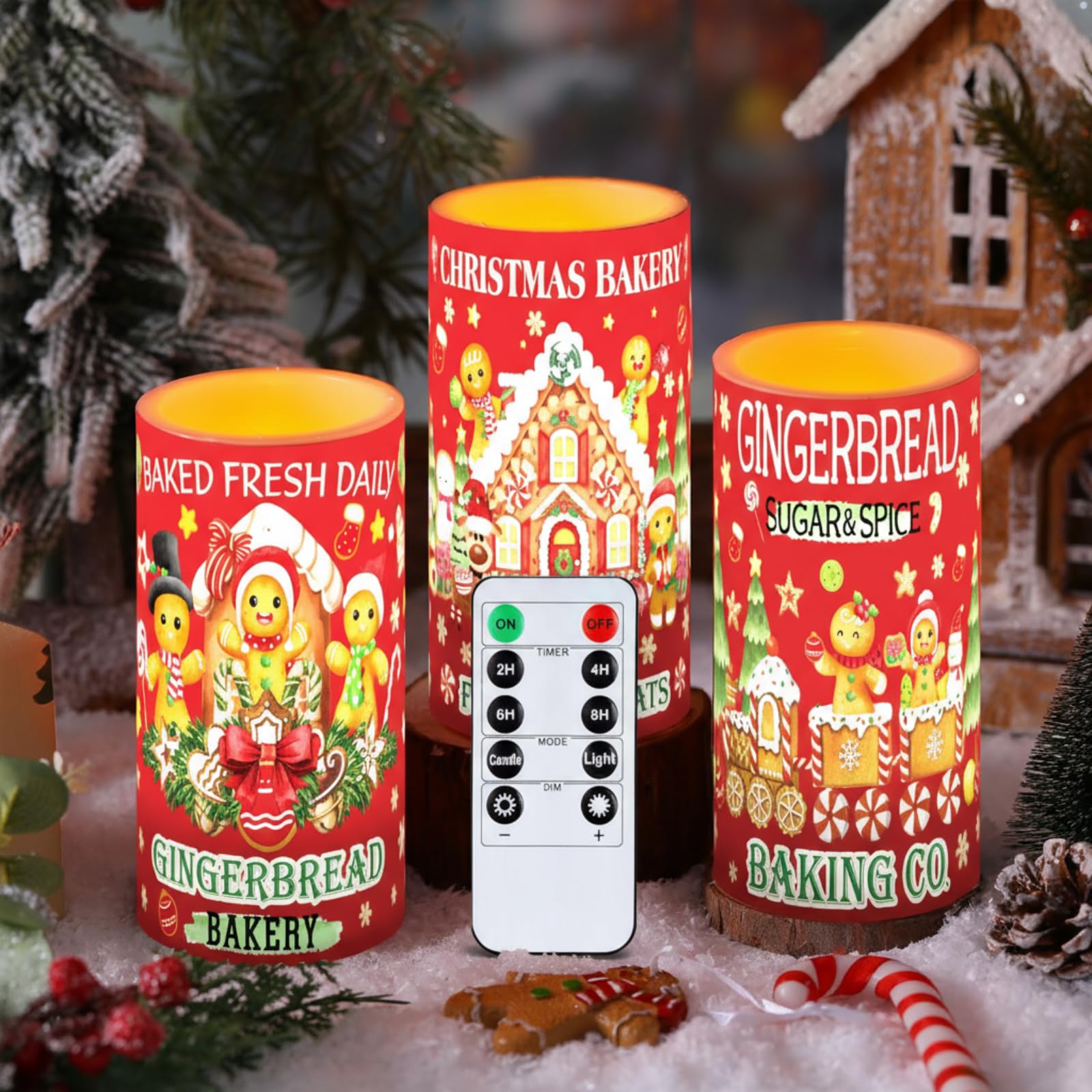 Amazon.com: Retisee 3 Pcs Christmas Flameless Candles with Remote